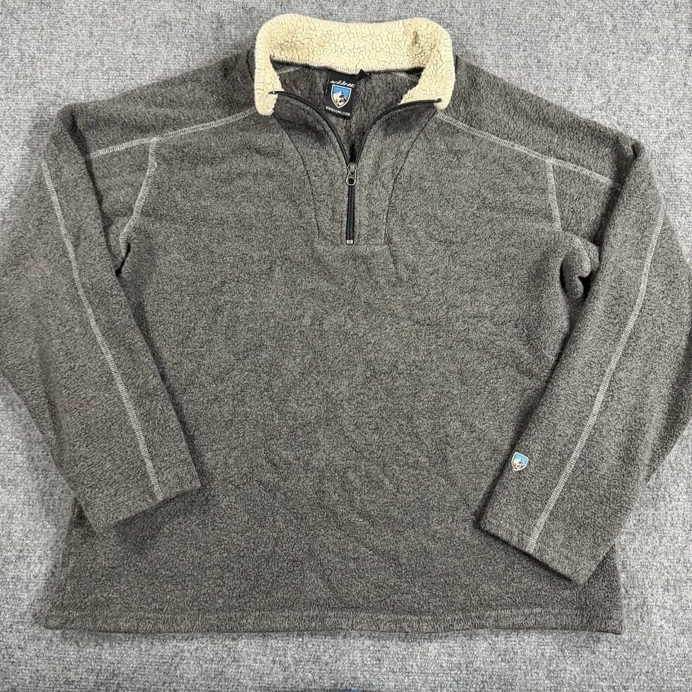 Kuhl 1/4 Zip Pullover Mens Large Gray Europa Alfpaca Outdoors Fleece